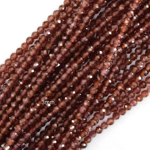Cuentas redondas granate marrón facetado natural de 3 mm hebra de 15,5" - Imagen 1 de 1