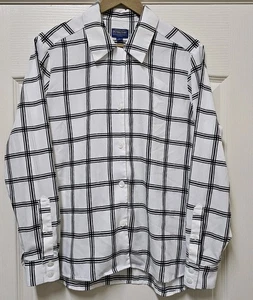 Camicetta Pendleton donna 14 bianca nera griglia check bottoni manica lunga floreale - Foto 1 di 14