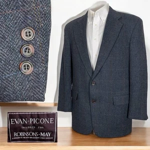 Evan Picone USA Made Sport Coat Mens 40R Blue Multicolor Wool Vintage Tweed - Picture 1 of 10