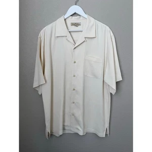 Tommy Bahama 100 % Seide Button Down Hemd Größe Large Herren Creme Kurzarm - Bild 1 von 5