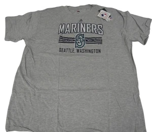 Nuova camicia Seattle Mariners uomo taglie grandi e alte 2XL-3XL-5XL-6XL Majestic grigia - Foto 1 di 5