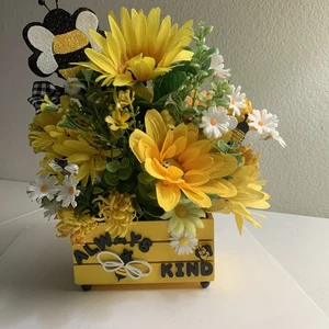 Bee Kind Mini Wood Crate Tiered Tray Table Decor Bees Picks Florals Spring New - Picture 1 of 11