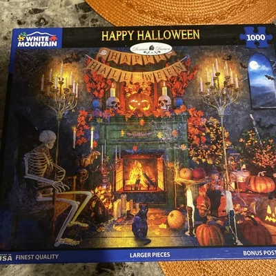 White Mountain HAPPY HALLOWEEN 1000 piece puzzle Dominic Davison COMPLETE - Image 1 of 4