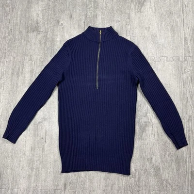 VTG 60S 70S WOMENS MOCK NECK 1/4 ZIP RIBBED WOOL KNIT PULLOVER SWEATER S MOD - Image 1 of 4