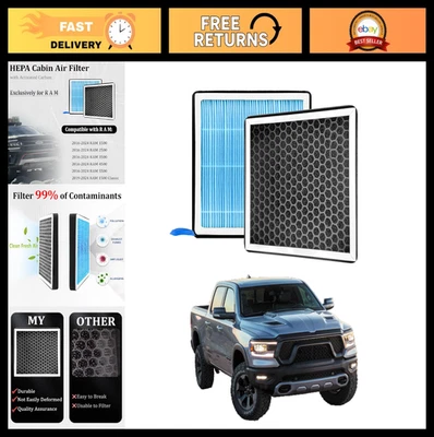 "Filtro de ar de cabine de carbono ativado para RAM 1500 2500 3500 4500 5500 2016-2024" - Imagem 1 de 4