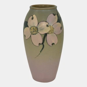 Weller Hudson 1920s Vintage Art Pottery Hand Painted Green Purple Vase - Picture 1 of 7