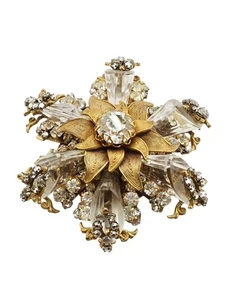 Atemberaubende seltene Miriam Haskell schwere Kristall und Strass tolle Brosche - Bild 1 von 9