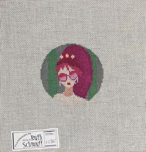 Ruth Schmuff Designs, Flirty Girl round insert, Hand Painted Needlepoint Canvas - Picture 1 of 1