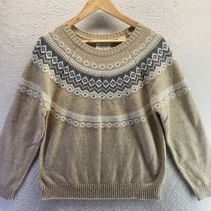 Weatherproof Vintage Sweater Mens Medium Brown Diamond Crew Neck Fair Isle - Picture 1 of 16