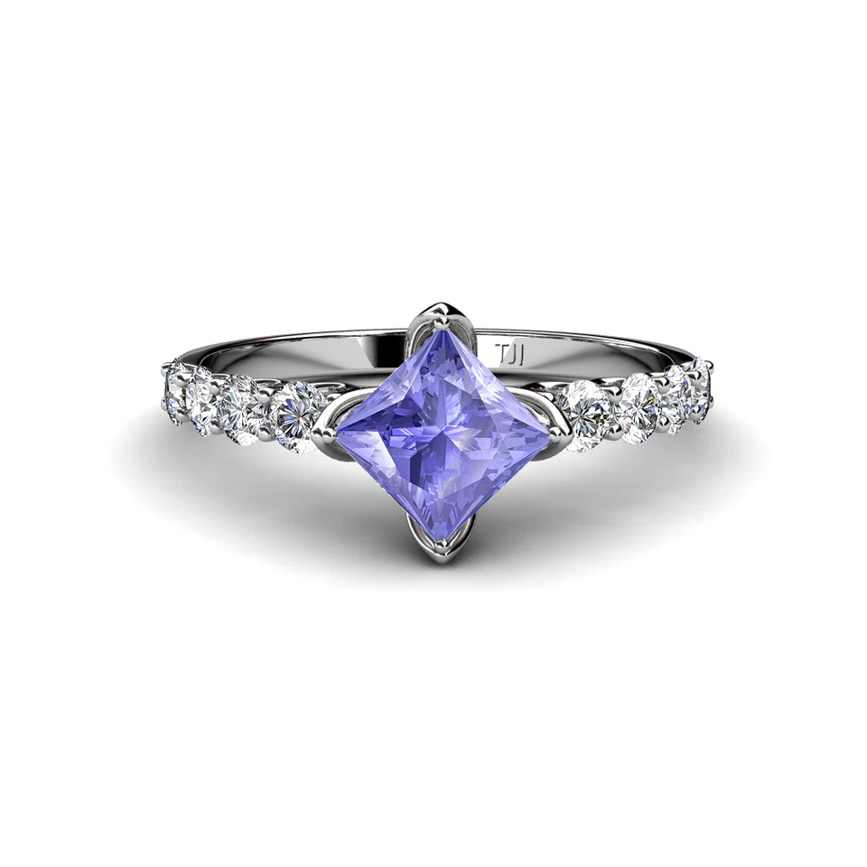 Princess Tanzanite Diamond Women Engagement Ring 14K Gold JP:35458 - Image 1 of 1