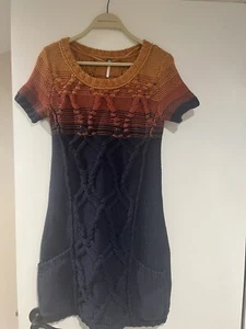 Free People Sweater Dress Knitted 100% Cotton Sunset Print Women’s Size S/P - Picture 1 of 5