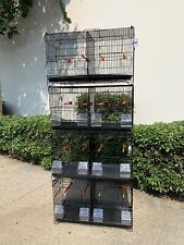 Set of 4 Stackable Breeding Bird Cage for Canary Finch Black