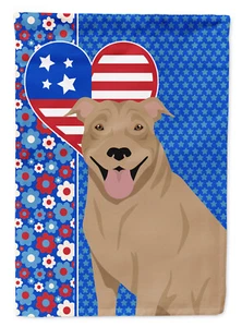 Fawn Pit Bull Terrier USA American Flag Canvas House Size WDK5126CHF - Picture 1 of 3