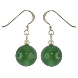 Orecchini Pendenti Orecchini Di Verde Agata Sfera 12mm & 925 Argento Sterling - Foto 1 di 1