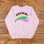 Vintage Graphic Rainbow Sweatshirt XS 80s Pink Roundneck Pullover Jumper