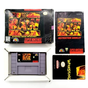 WWF Raw (Super Nintendo Entertainment System, 1994) Authentic Complete w/ Poster - Picture 1 of 17