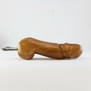 WOODEN BOTTLE OPENER Penis Shape Phallic Wood Carved Collectible Gift - Picture 1 of 12