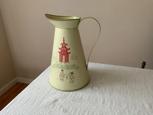 Vintage Casafina Zinn Metall handbemalt chinesische Szene rustikal Krug Vase 13" - Bild 1 von 12