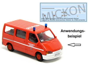Mickon 50100 Decals Ford Transit MTW Feuerwehr Bremen passend für Rietze 1:87 H0 - Picture 1 of 1