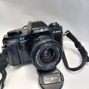 Vintage Minolta X-300s Film Camera 35mm Lens Cosina f/2.8 28mm Wide Angle Macro - Picture 1 of 21