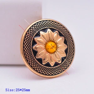 10 Stck. Gold Tribal Blume Türkis Lederhandwerk Sattel Trense Conchos Schraubverschluss 1 Zoll - Bild 1 von 8