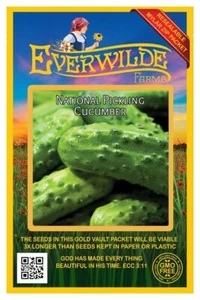 100 National Pickling Cucumber Seeds - Everwilde Farms Mylar Seed Packet - Picture 1 of 3