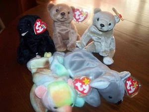 LOTE DE OSOS TY BEANIE BABY ALMOND PECAN CINDERS MEL SAMMY - Imagen 1 de 1