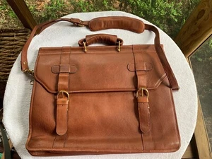 VTG Travel Tools Bag Attaché Messenger Briefcase Genuine Leather Bourbon Brown - Bild 1 von 23