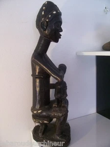 Antique Statue African Woman Shewolf His/Her Baby Burkina Fasso 1963 Africa - Picture 1 of 1