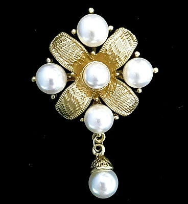 Broche REGAL Estilo Lujo Dorado Cruz MALTÉS PERLA Cuelga De Colección Inspirado Foto 1 de 4
