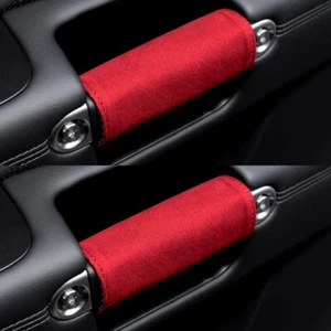1pairs Red Suede Leather Inner Door Pull Handle Wrap Protector Cover Trim - Picture 1 of 2