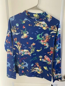 New Polo Ralph Lauren Boy Scuba Bear Blue Rash Guard Swim Top Shirt Sz L (14-16) - Picture 1 of 4