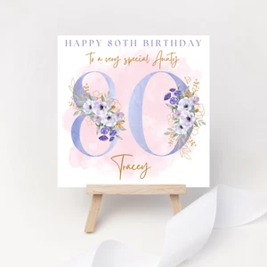 Personalised Aunt 80th Birthday Card, Aunty 80th Birthday Card, Auntie Birthday - Picture 1 of 6