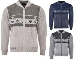 Herren Strick Cardigan Full Front Zip Closure Dual Tone Design Zipper Top - Bild 1 von 13