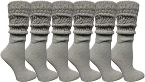 6 Pack Womens Cotton Slouch Socks, Womans Mid  Calf Boot Socks - Picture 1 of 31