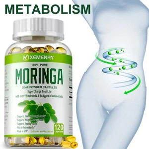 Cápsulas de Moringa 1000 mg - Orgánico, Natural, Antienvejecimiento, Pérdida de Peso, Superalimento Verde - Imagen 1 de 13