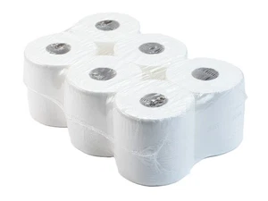 Paquete de 6 rollos de papel de seda blancos de alimentación central para uso comercial y doméstico en relieve - Imagen 1 de 2