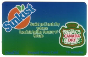 Tarjeta telefónica de 10 m Sunkist & Canada Dry (Welcome Coke) con arañazos habituales - Imagen 1 de 1