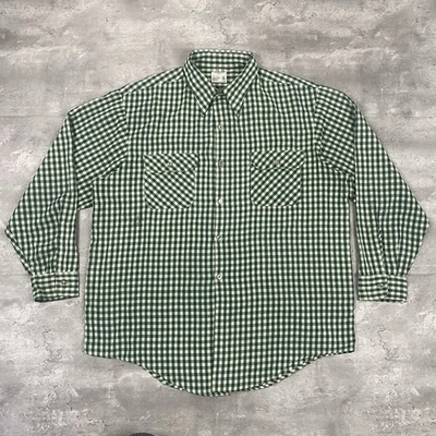 vintage 70s BIG MAC JC PENNEY button up shirt XL gingham green double pocket - Image 1 of 4