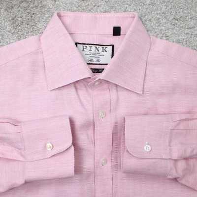 Camisa Thomas Rosa Hombres 16 1/2, 42 Rosa Superfina Melange Espiga Calce Ajustado L/S Foto 1 de 4