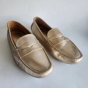 Eastland Patricia Gold Leather Driving Moc Penny Loafers Shoes Size 11 - Picture 1 of 15