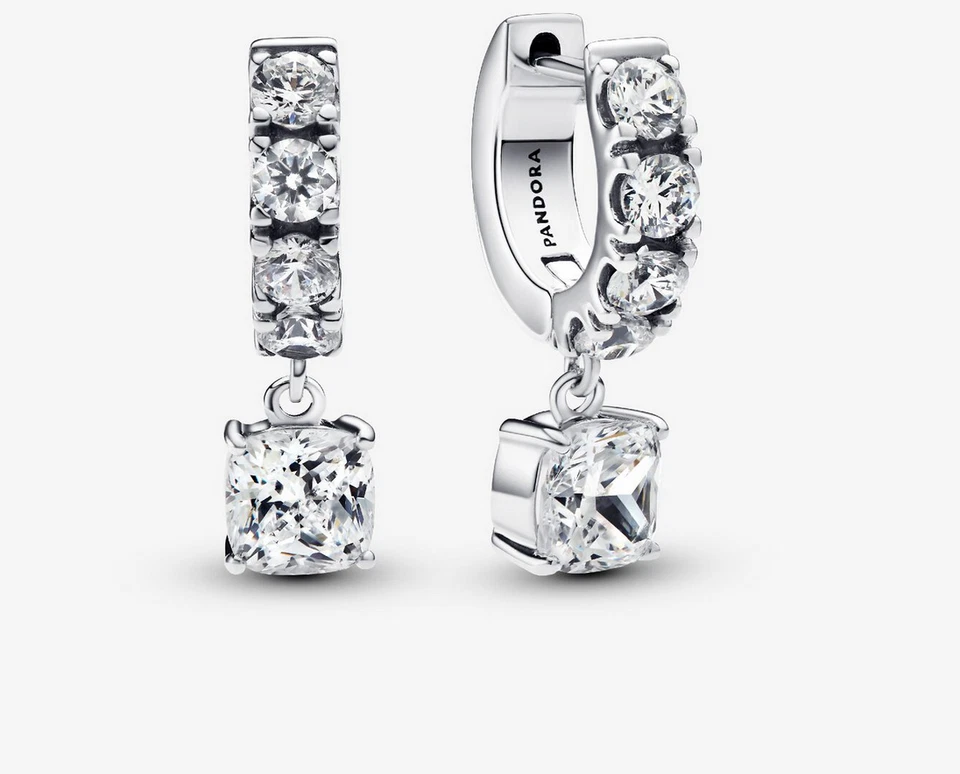 Pandora 293547c01 Orecchini Cerchi con Punto Luce e Pavè Argento - Immagine 1 di 1