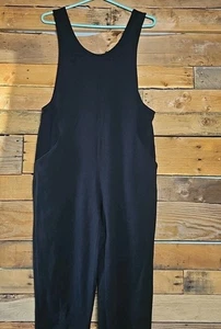 Eileen Fisher Organic Cotton Jersey Loose Jumpsuit XXS 4Black Boho Lounge Pocket - Picture 1 of 9