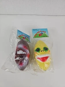 Lot of 2 KO madballs footballs 1980's new sealed yellow brown monster faces - Picture 1 of 12