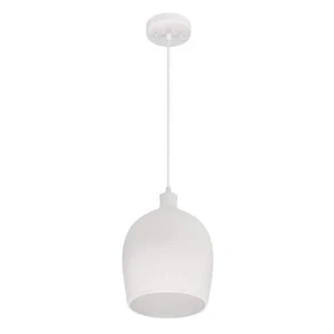Robert Stevenson Sienna 1-Light White Large Bell Pendant Light w/Ceramic Shade - Picture 1 of 7