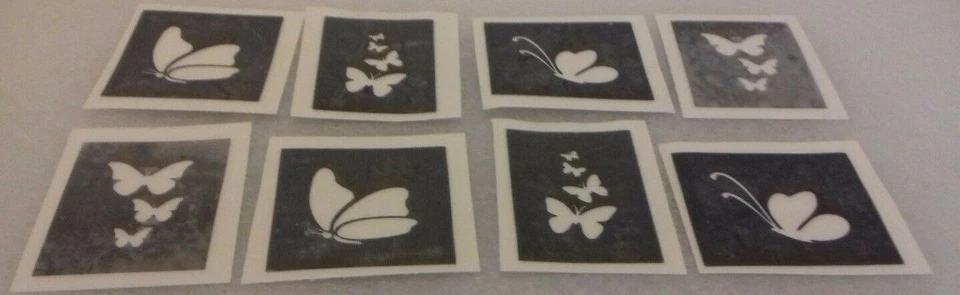 DAZZLE GLITTER TATTOOS 30 x farfalla mini piccoli stencil per tatuaggi glitter / farfalle aerografo