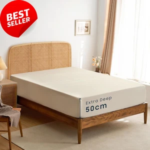 Extra Deep Queen Fitted Sheet 50cm Pocket 1000TC Ultra Soft Microfiber Beige - Picture 1 of 12