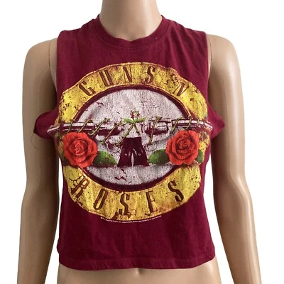 Guns & Roses Tshirt Cropped Bravado Womens Large Red - Image 1 of 4