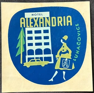 HOTEL ALEXANDRIA LUHACOVICE REPUBBLICA CECA~ETICHETTA BAGAGLI MODERNISTA METÀ SECOLO - Foto 1 di 2