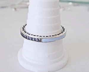 Air BLUE ENAMEL & CZ RADIANCE European RING Sterling Silver Size 5 or 6 (52) - Picture 1 of 4